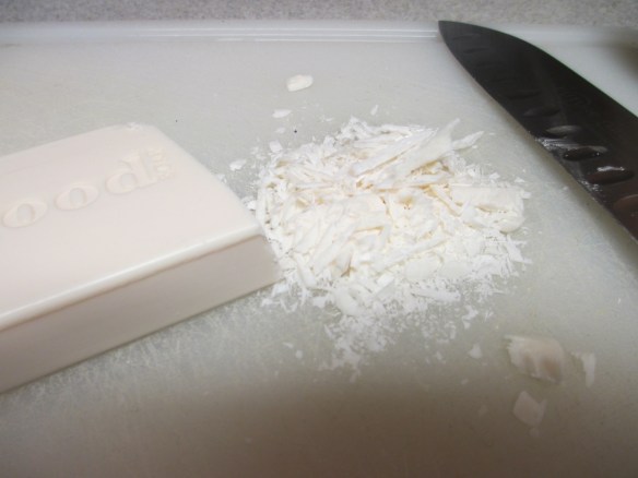 You can grate or chop up the soap. I was surprised how easily this crumbled.